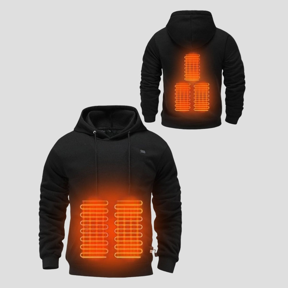 Black 5 area Heated Pullover Hoodie 