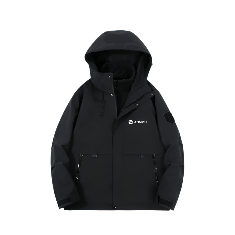 Black Anniou Waterproof 3 in 1 Fleece Jacket