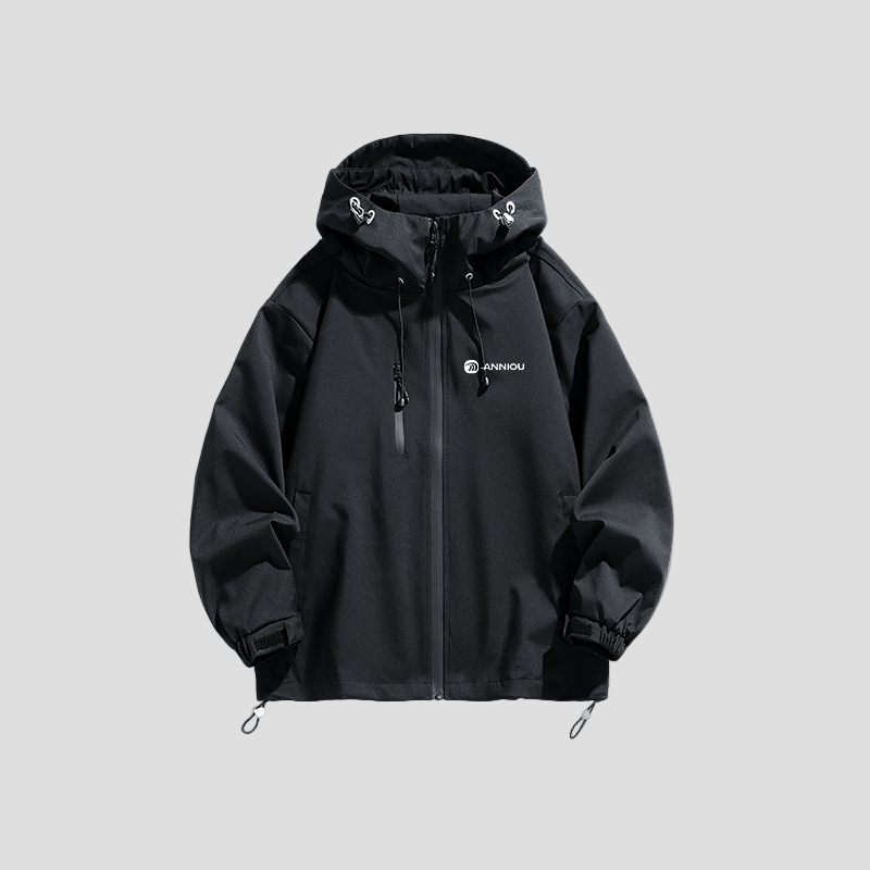 Black Breathable Hooded Shell Jacket