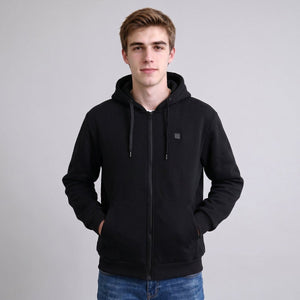 #Black Casual Mens Heated Zip Up Hoodie