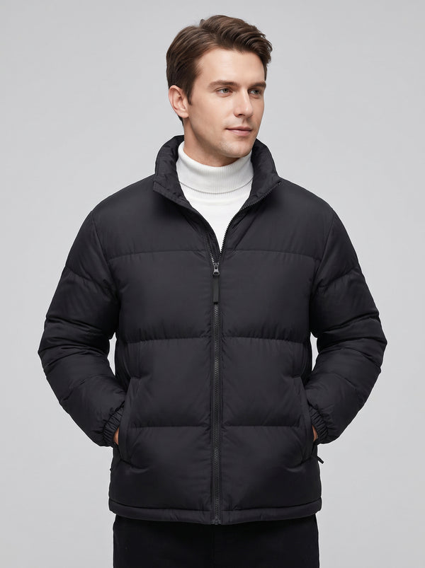 #Black Color Block Heated Quilted Jacket