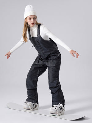 #Black Denim Ski Bib Pants