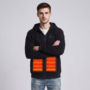 #Black Heated Full Zip Hoodie