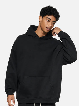#Black Heavyweight Fleece Lined Pullover Hoodie
