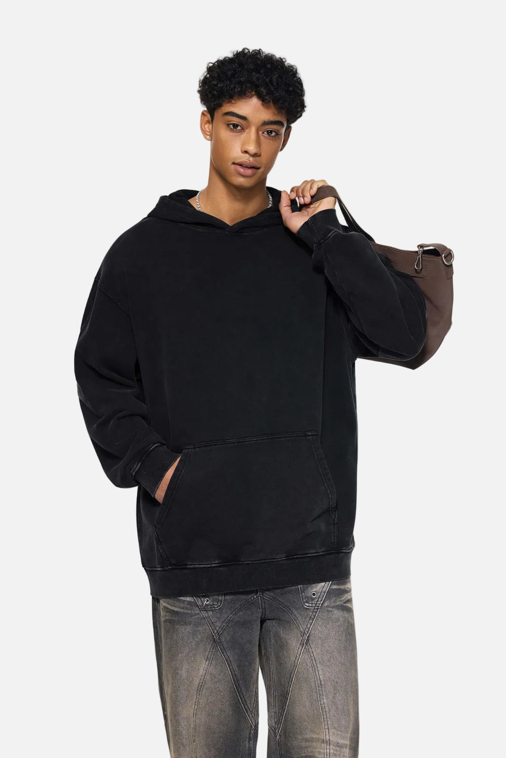 #Black Heavyweight Wax Dyed Vintage Hoodie