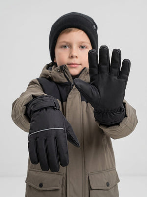 #Black Kids Thermal Ski Gloves