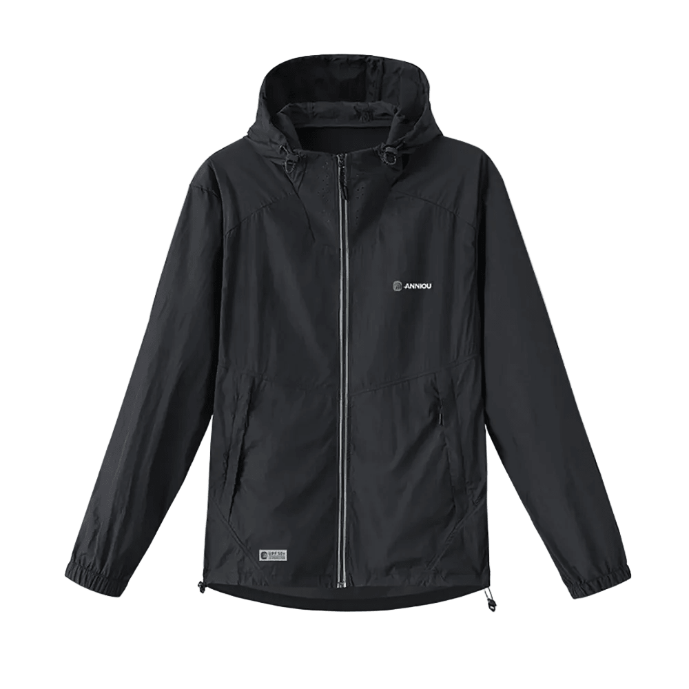 Black Lightweight Hiking Hoodie Jacket UPF 50+