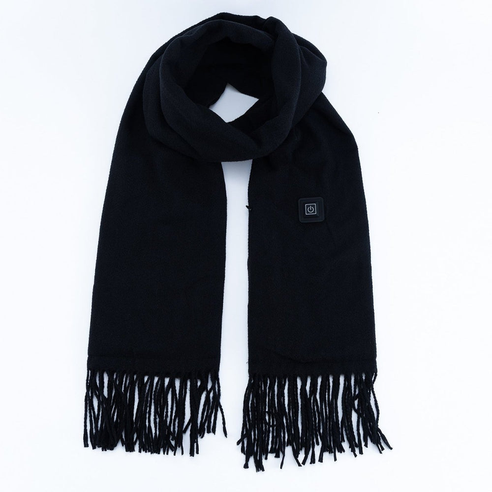 Black Long Heated Scarve with Fringes