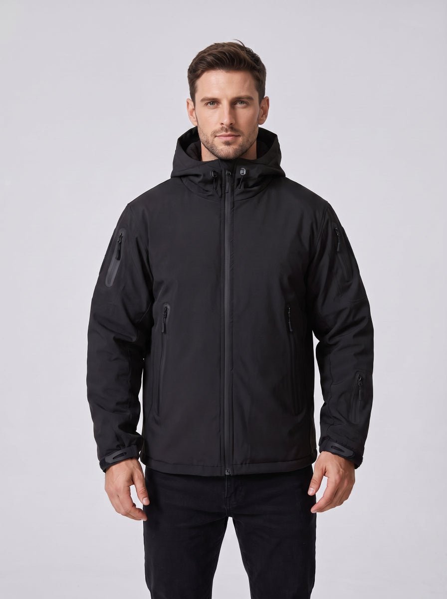 #Black Men's 10 Areas Heated Softshell Jacket