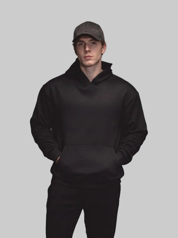 #Black Men's Fleece Hooded Sweatshirt