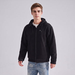 #Black Mens Heated Zip Up Hoodie