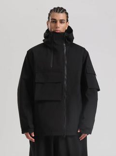 #Black Men's Windproof Ski Jacket