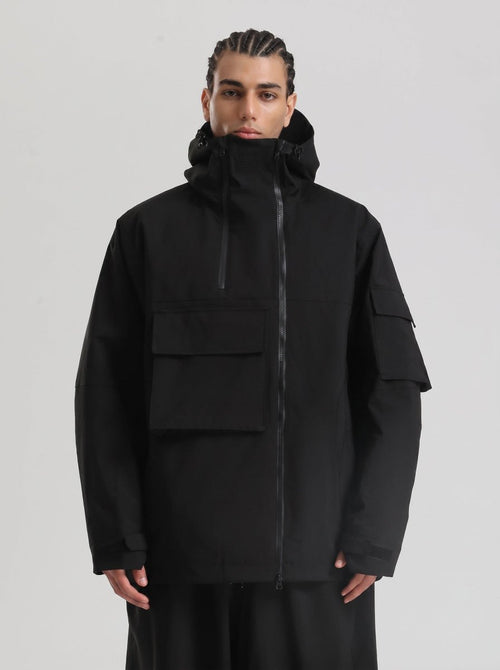 #Black Men's Windproof Ski Jacket