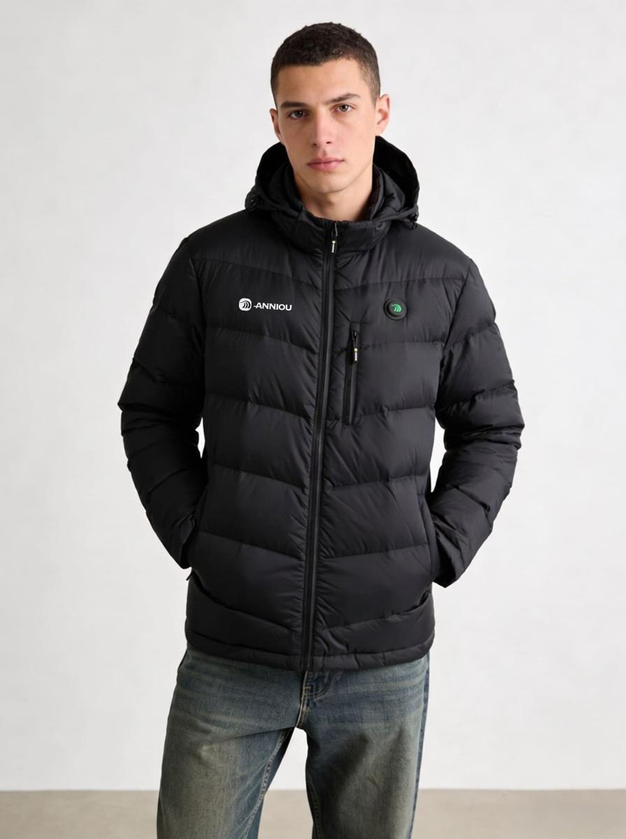 #Black Mens duck down Heated Jacket by Anniou