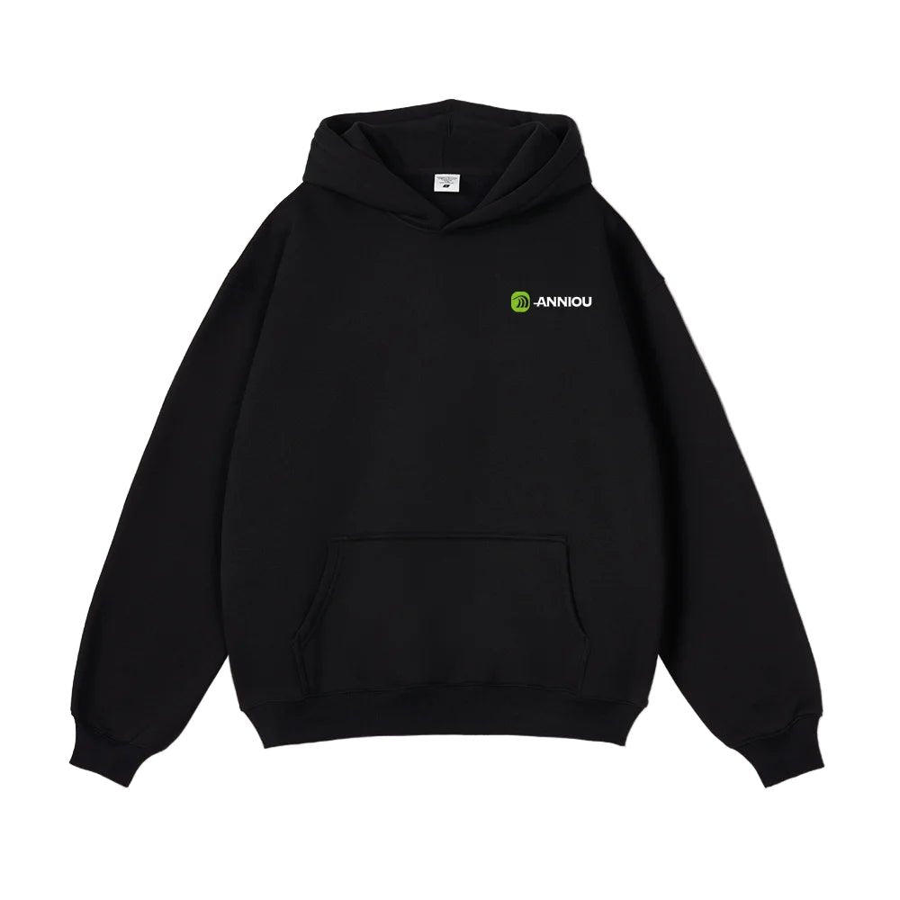 Black Oversized Pullover Urban Sports Hoodie by Anniou