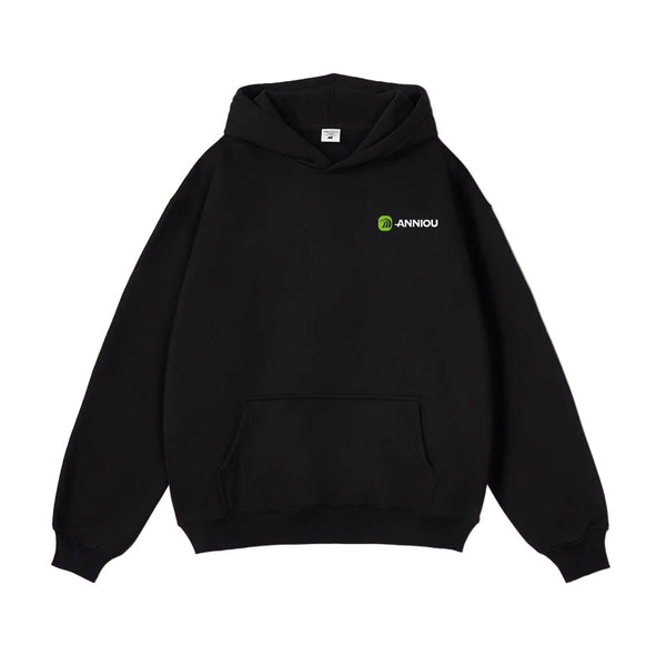 Black Oversized Pullover Urban Sports Hoodie by Anniou