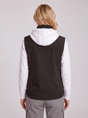 #Black Rear of Women's Soft-shell Heated Vest