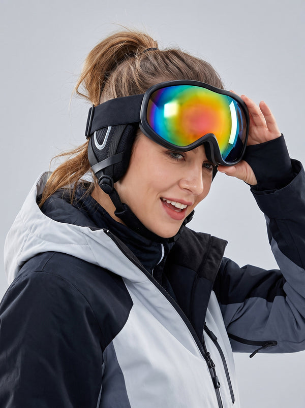#BlackRed Womens Double Lens Ski Goggles