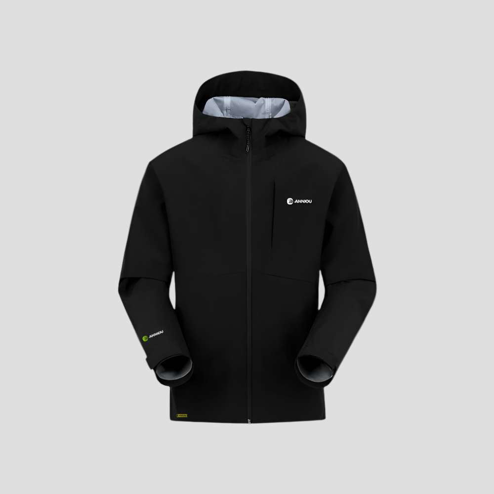 Black Seamless Hardshell Hooded Jacket by Anniou
