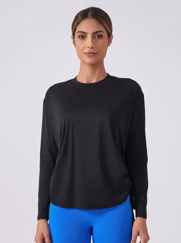 #Black Side Drawstring Quick Dry Pullover