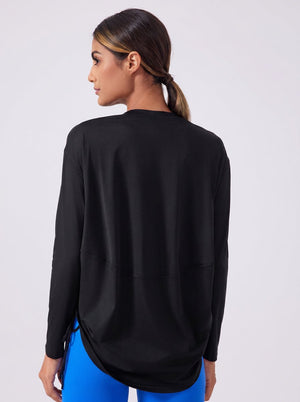 #Black Side Drawstring Quick Dry Pullover of back view