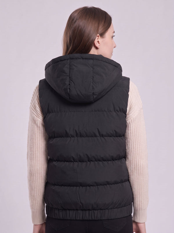 #Black Thermal Women's Hooded Heated Vest