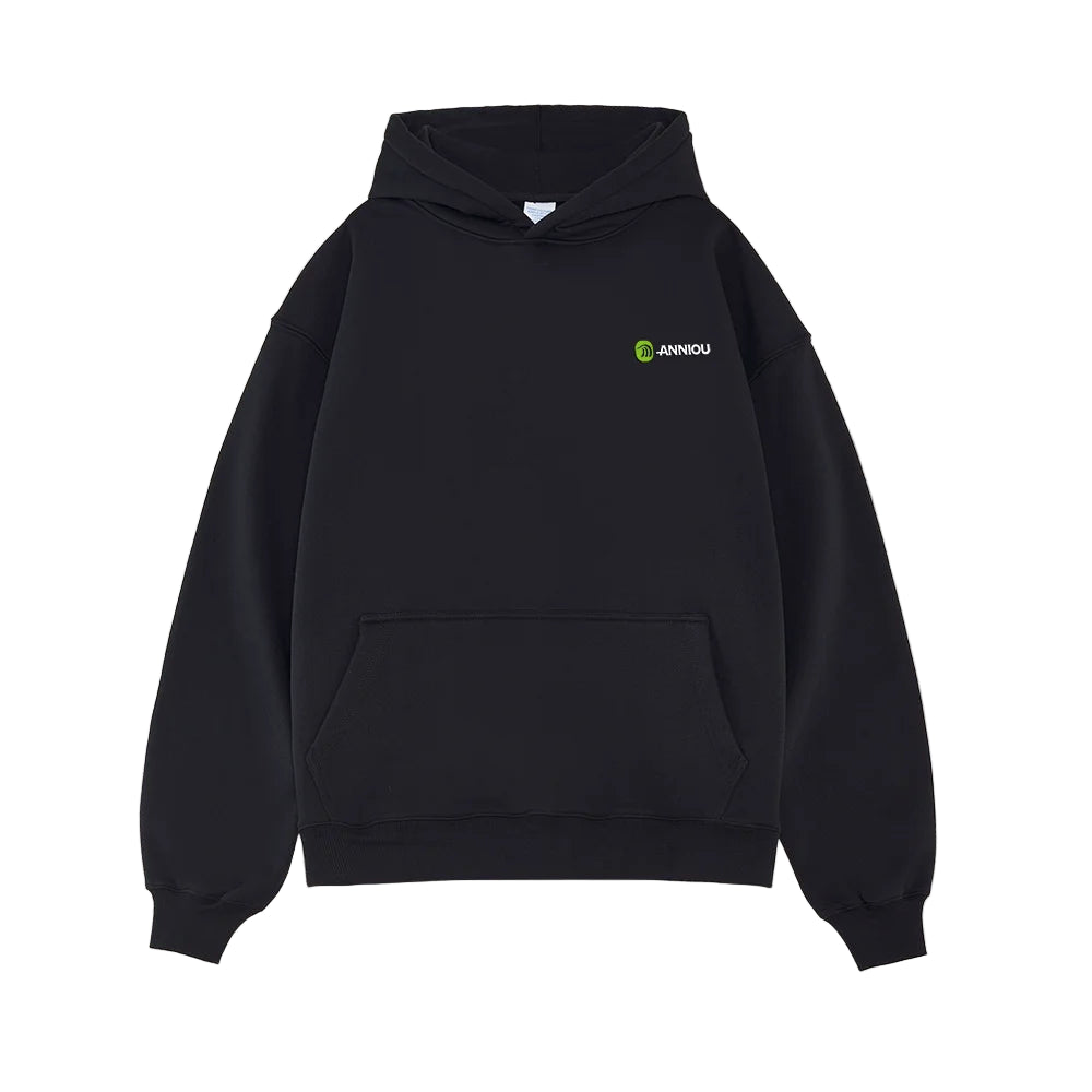 Black Thick French Terry Hoodie by Anniou