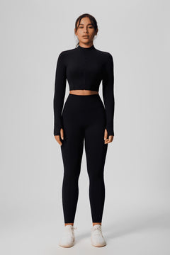 #Black UPF 50+ Zi Yoga crop Jacket and high waist leggings