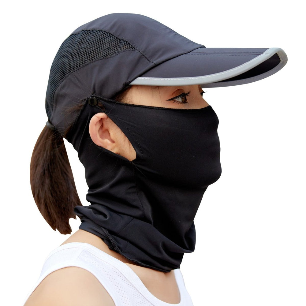 Black UPF 50+ Cap and Neck Gaiter side