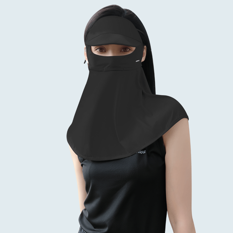 Black UPF 50+ Sun Protection Visor Neck Gaiter