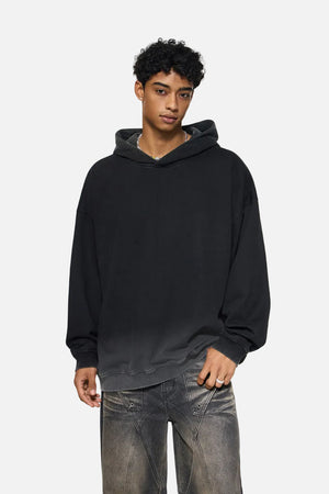 #Black Vintage Washed Gradient Hoodie