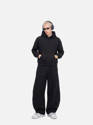 #Black Waffle Knit Cropped Hoodie