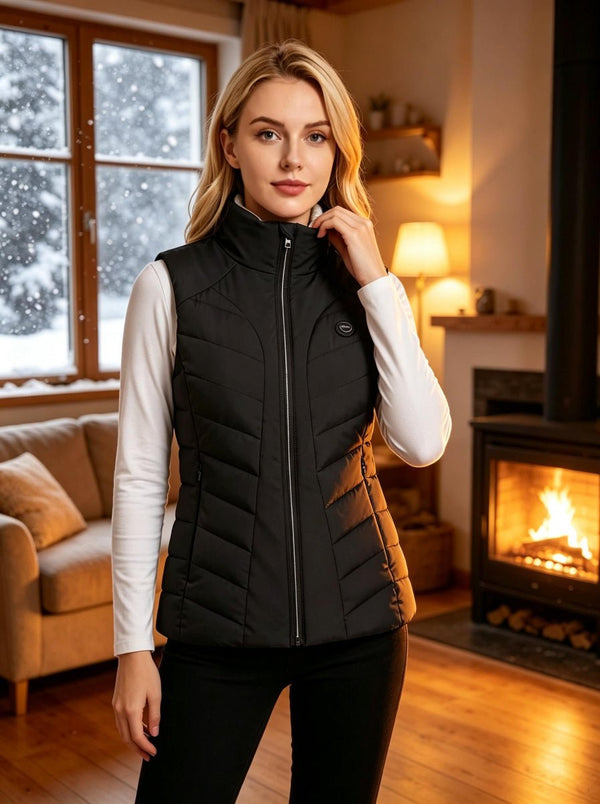 #Black Warm Padded Sleeveless Gilet for Winter