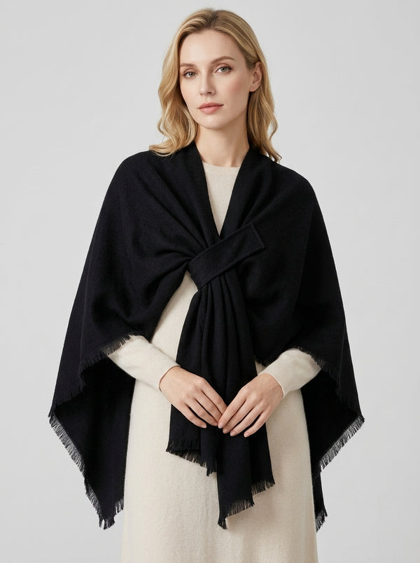 #Black Women Fringe Poncho Shawl Wrap Cape Scarf