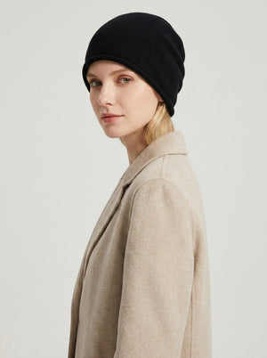 #Black Women Pure Cashmere Slouchy Beanie Hat
