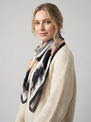 #Black Women Silk Printed Satin Scarf
