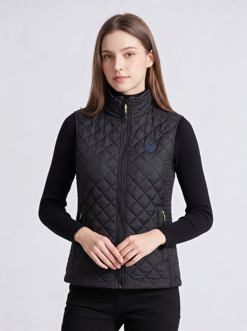 #Black Women's Diamond Quilted Heated Vest