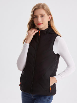 #Black Women's Hooded Heated Gilet
