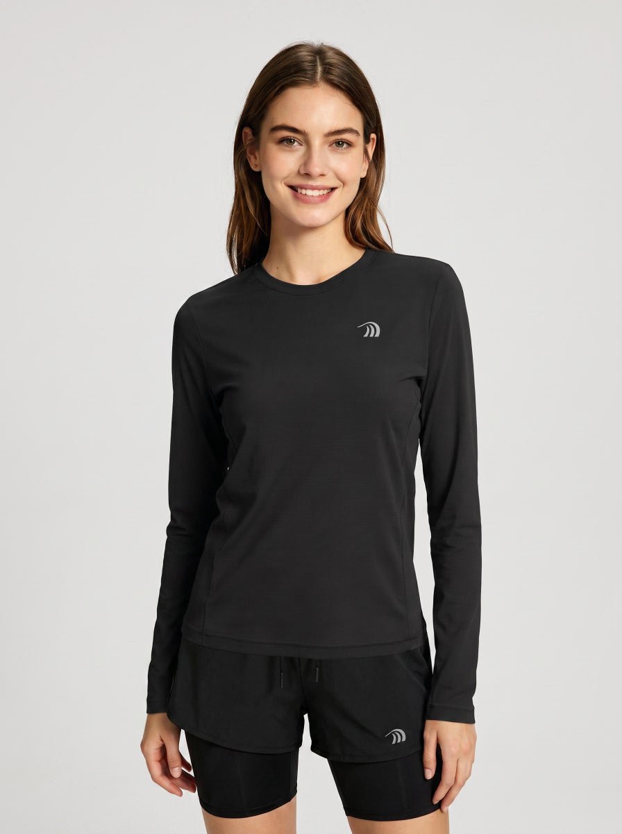 #Black Women's Long Sleeve Fitness T-Shirt