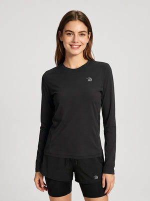 #Black Women's Long Sleeve Fitness T-Shirt
