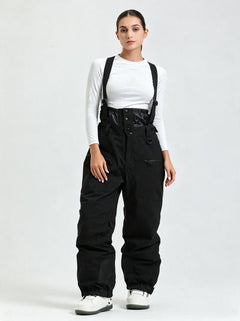 #Black Women's Suspender Ski Bib Pants