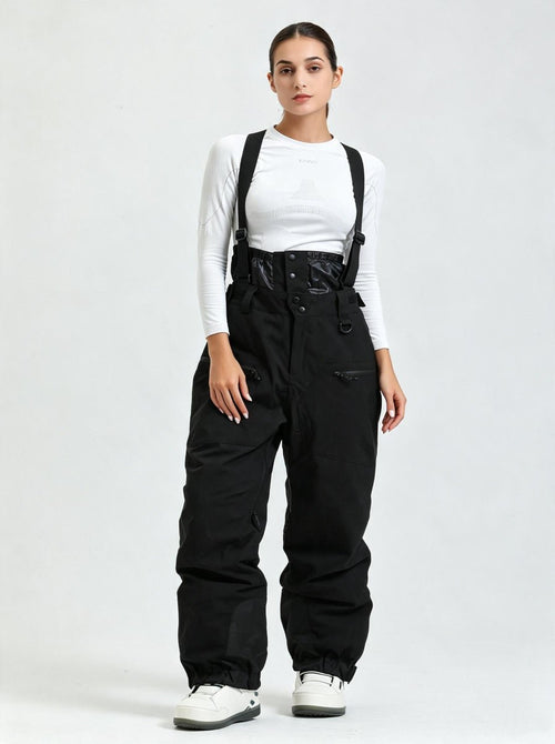 #Black Women's Suspender Ski Bib Pants