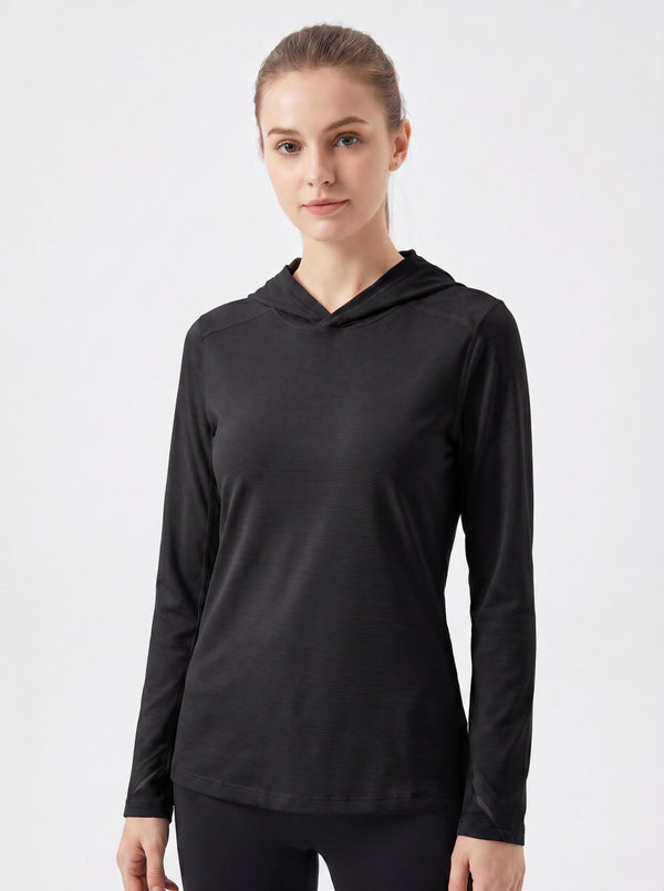 # Black Women's UV Hooded Shirt
