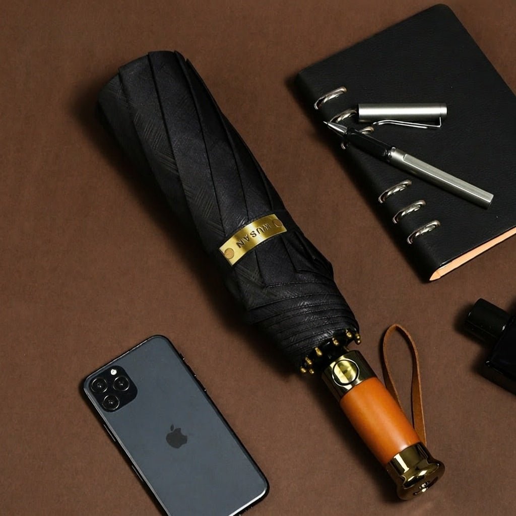 Black Wooden Handle Business Umbrella UPF50