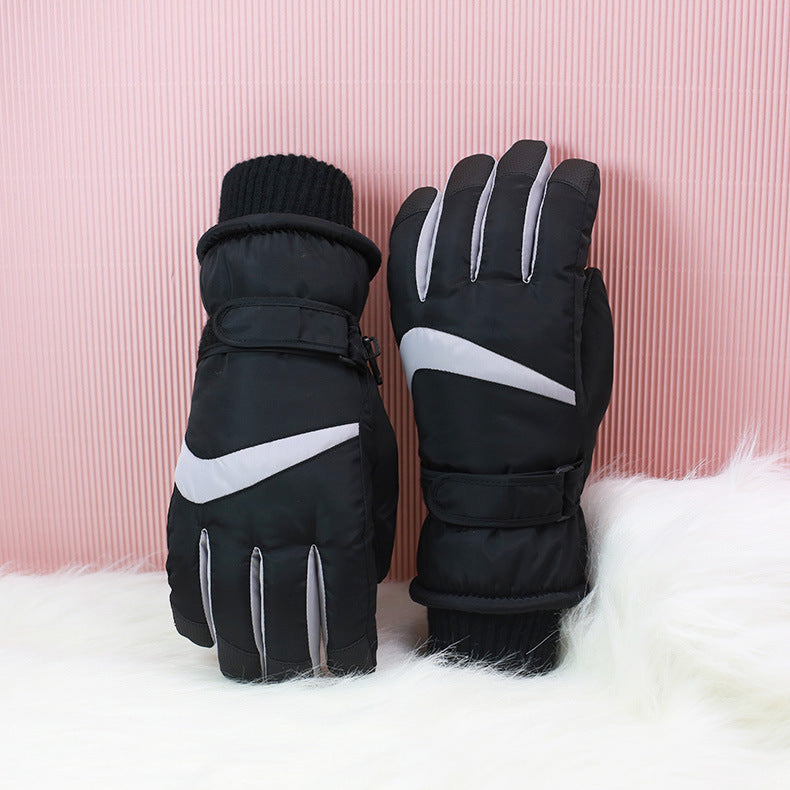 Black and grey Stripe Waterproof Ski Gloves