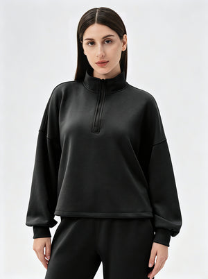 #Black causal Quarter Zip Pullover