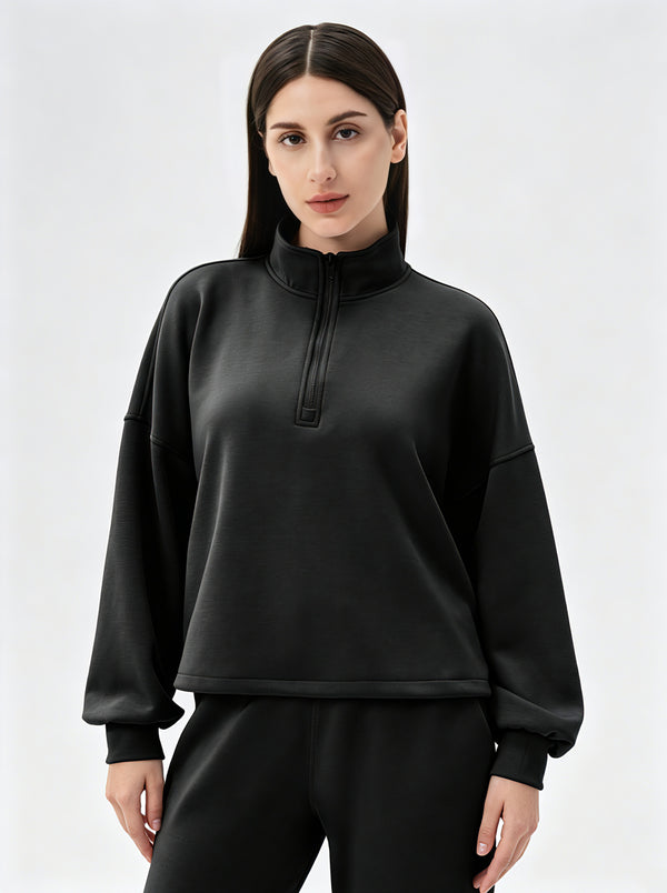 #Black causal Quarter Zip Pullover