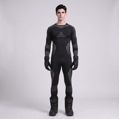#Blackgrey Mens Compression Quick Dry Base Layer Set