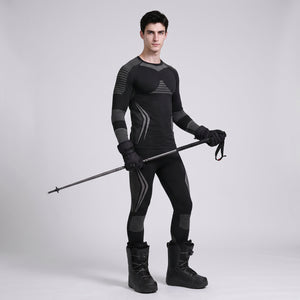 #Blackgrey Mens Compression ski Base Layer Set