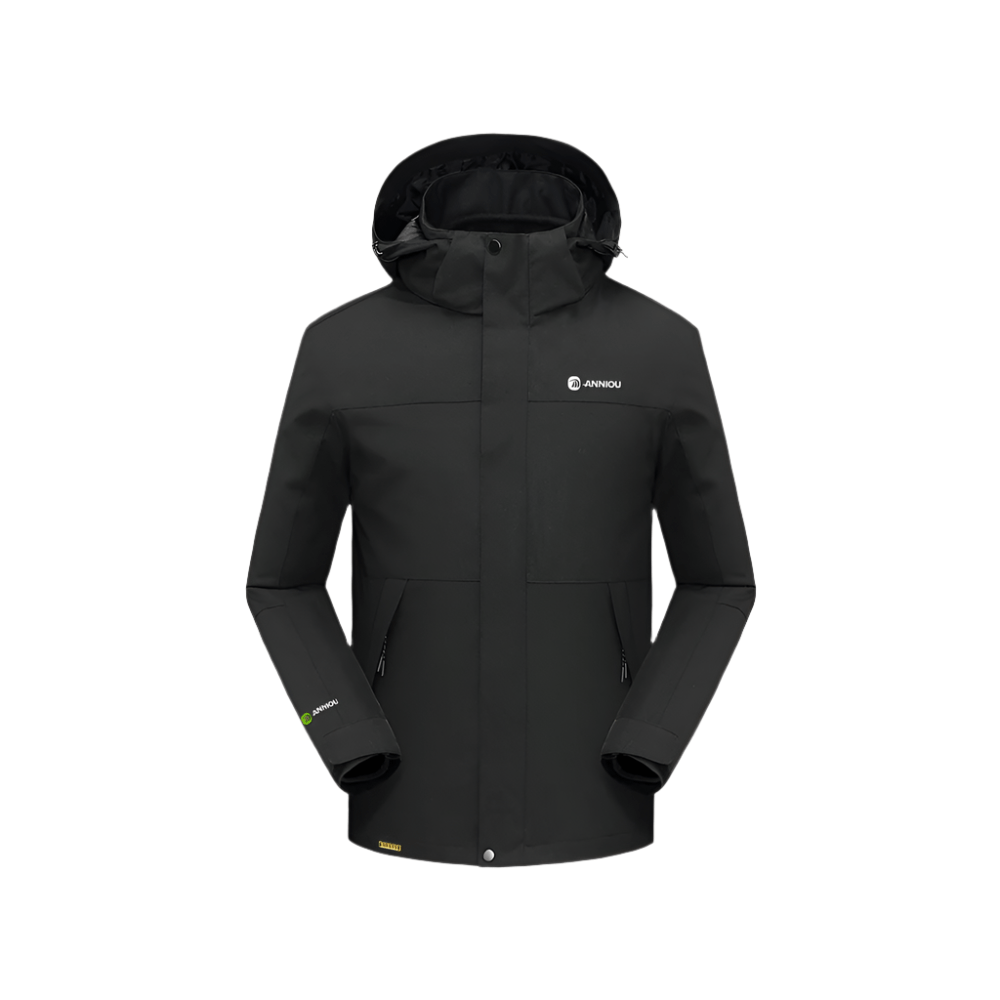 Black hooded Teflon 3-in-1 Shell Jacket